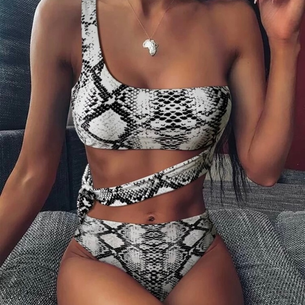 SHEIN cow white and black bathing suit